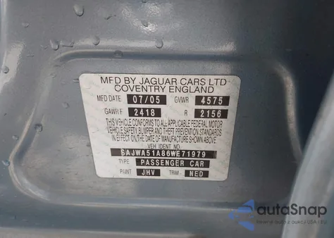 2006 Jaguar X-Type 3.0 из США, поврежденный, VIN SAJWA51A86WE71979